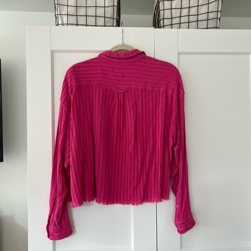 Uo Ribbed Cropped Button Down Top - image 4